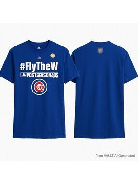 Chicago Cubs 2015 Postseason #FlyTheW Majestic T-Shirt Men’s Medium MLB